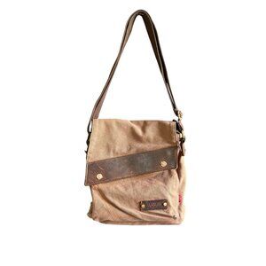 Augur Canvas Messenger Crossbody Shoulder Bag Women's Brown Travel Camping